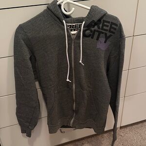 Freecity Gray and Orange Logo Hoodie